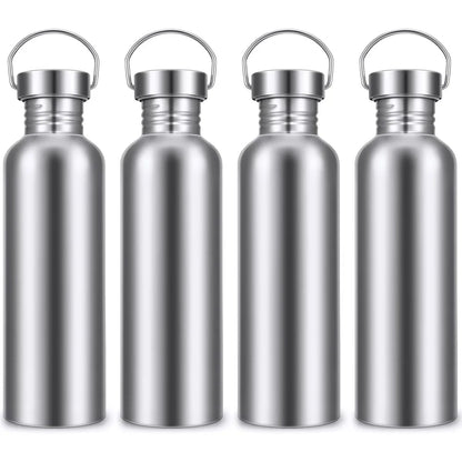 Stainless Steel Double-Walled Sports Bottle with Handle, Metal Reusable Water Bottle with Lid, School, Hiker, Gift