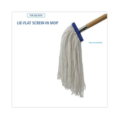 Boardwalk 24 Oz. Microfiber Lie-Flat Mop Head Plastic Basket Handle Rectangle Design for Floor Usage White Color 12/Carton Free