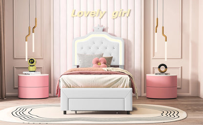 Rosahqnda Children bed Padded Single bed 90*200cm Double Bed 140*200cm girls bed Princesses bed Youth bed Frame PU