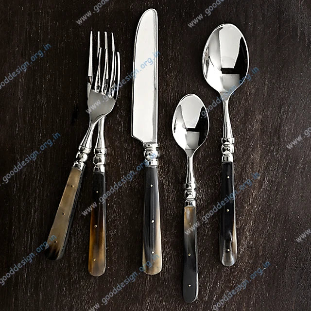 Hot Selling 304 Stainless Steel 5 Pcs Gold Flatware Sets with MOP or Resin Designer Handle Luxury Wedding Party Cutlery Set