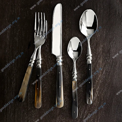 Hot Selling 304 Stainless Steel 5 Pcs Gold Flatware Sets with MOP or Resin Designer Handle Luxury Wedding Party Cutlery Set