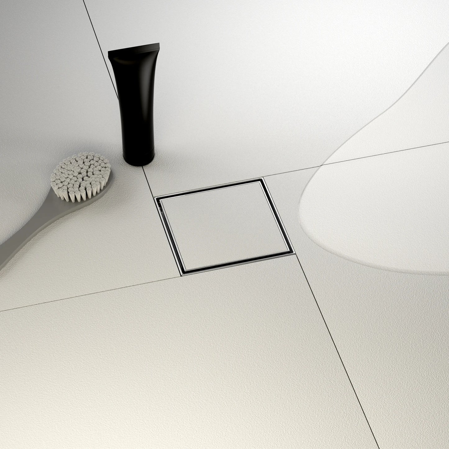 US Dropshipping 4x4 Inch Brushed Stainless Steel Square Floor Drain with Tile Insert Cover