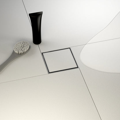 US Dropshipping 4x4 Inch Brushed Stainless Steel Square Floor Drain with Tile Insert Cover
