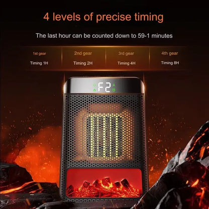 1500W Flame PortableElectric Heater Portable Desktop PTC Heating Fan Warm Air Blower for Household Office Mini Space Heater