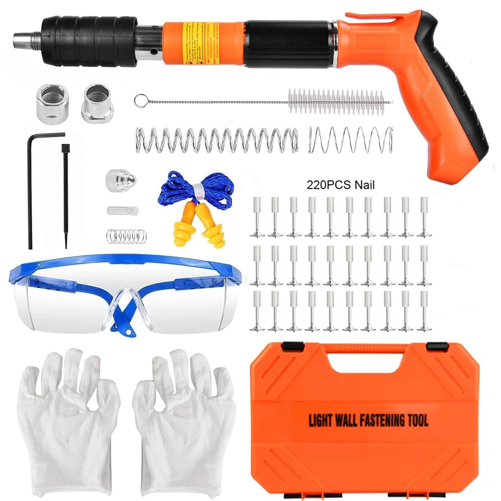 Manual Nail Gun Portable Steel Rivet Tool 5 Speed Adjustable Air Nailer Concrete Wall Anchor Line Slotting cell faster Tool