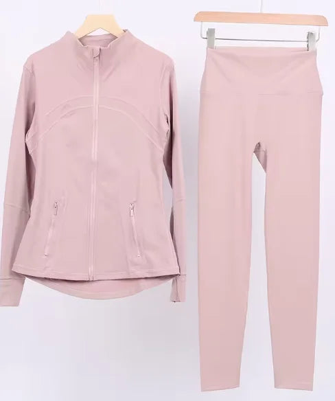 Women Yoga Jacket Women's Yoga 2-piece Set Jacket Yoga Wear Sports Fitness Yoga Wear Short Stand Collar Zipper
