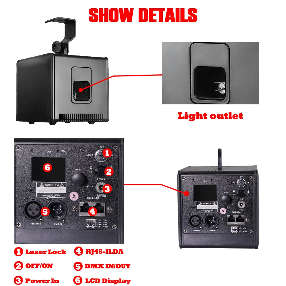 3W 20KPPS RGB Animation Laser Projector, USA Stock Fast Shipping, Bluetooth APP & DMX Control for DJ Party Wedding Club