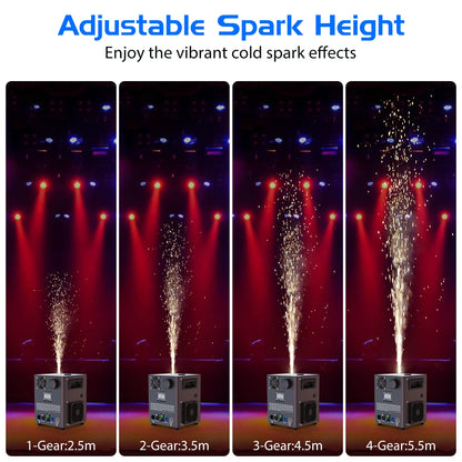 Fieryzeal 800W Cold Spark Machine Stage Equipment Cold Flame Sprayer Electronic Spark Machine DMX Control for DJ Party Wedding