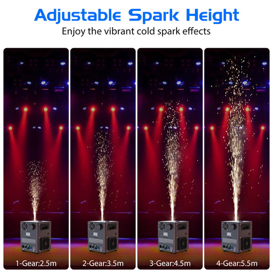 Fieryzeal 800W Cold Spark Machine Stage Equipment Cold Flame Sprayer Electronic Spark Machine DMX Control for DJ Party Wedding