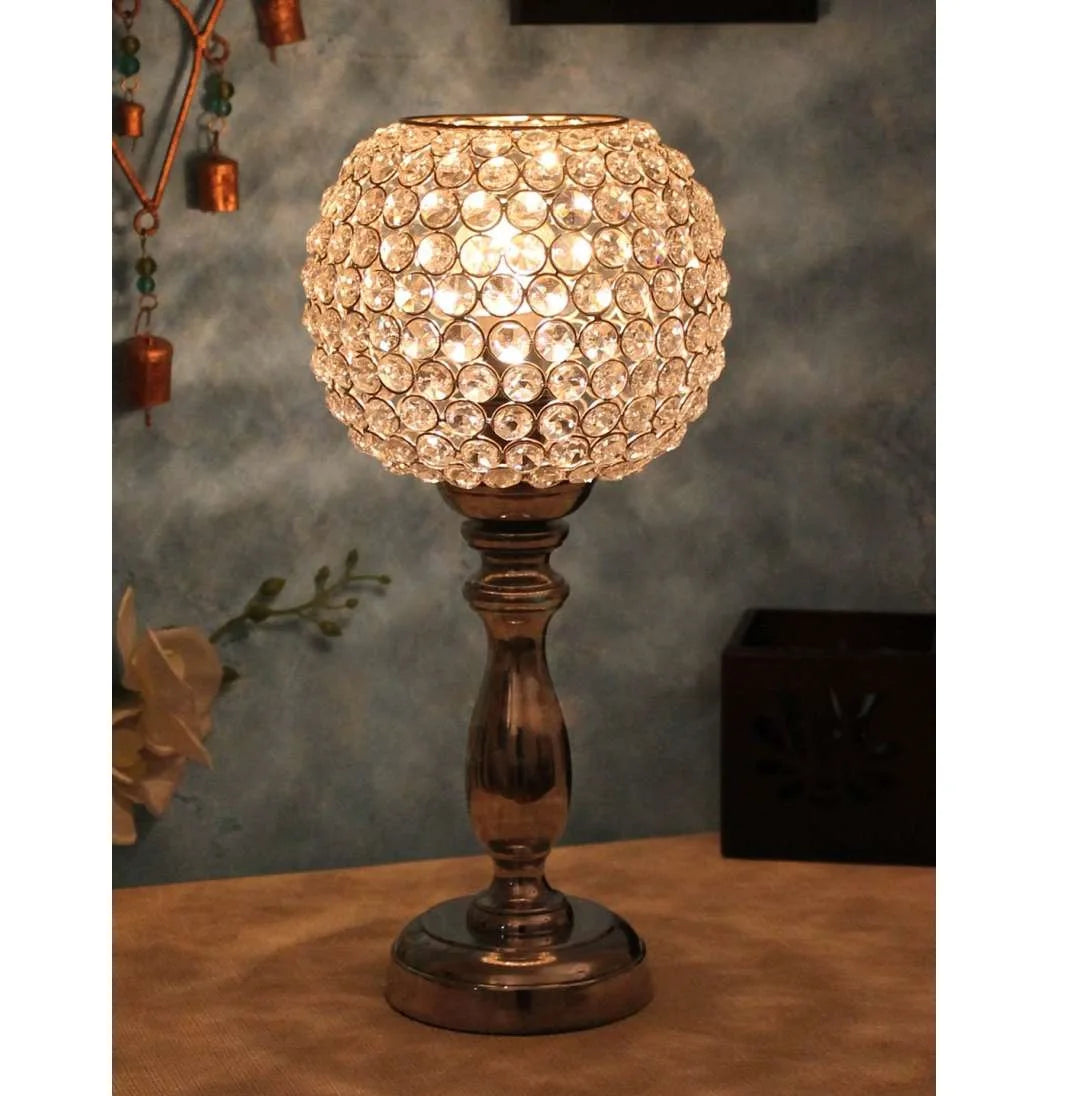 Luxury Silver Crystal Metal Goblet Candle Holders Weddings Christmas Anniversaries Tea Light Candle Stand Centerpieces
