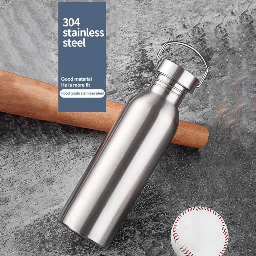 Stainless Steel Double-Walled Sports Bottle with Handle, Metal Reusable Water Bottle with Lid, School, Hiker, Gift