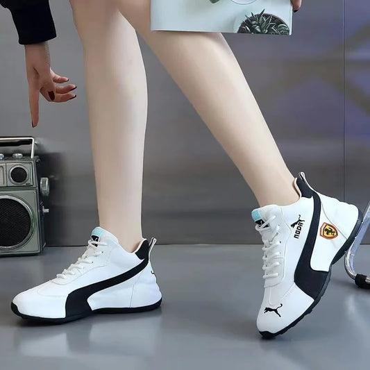 Women's Elevator Shoes Waterproof Leather Surface Breathable Mesh Surface Embroidered Versatile Walking Sneakers