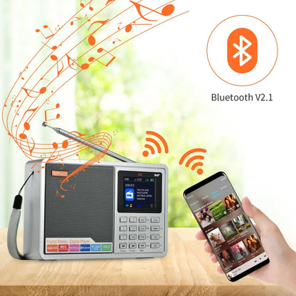 [Genuine]GTMEDIA D2 FM Radio  Portable DAB Digital Bluetooth Speaker AUX IN TF Card Slot MP3 Player Recording Clock Alarm
