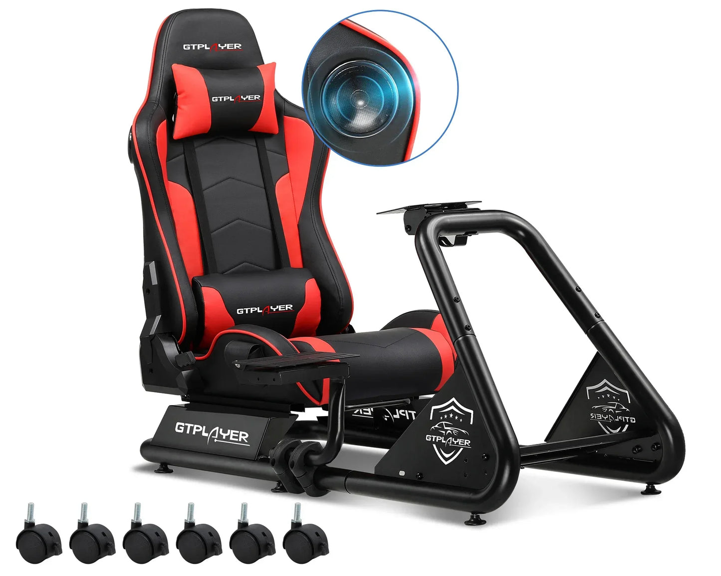 GTPLAYER Racing Simulator Cockpit with Seat, Sim Racing Cockpit Multi-function Adjustable Gaming Wheel Stand for G25 G27 G29