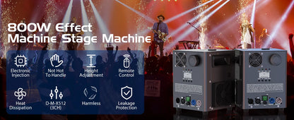 Fieryzeal 800W Cold Spark Machine Stage Equipment Cold Flame Sprayer Electronic Spark Machine DMX Control for DJ Party Wedding