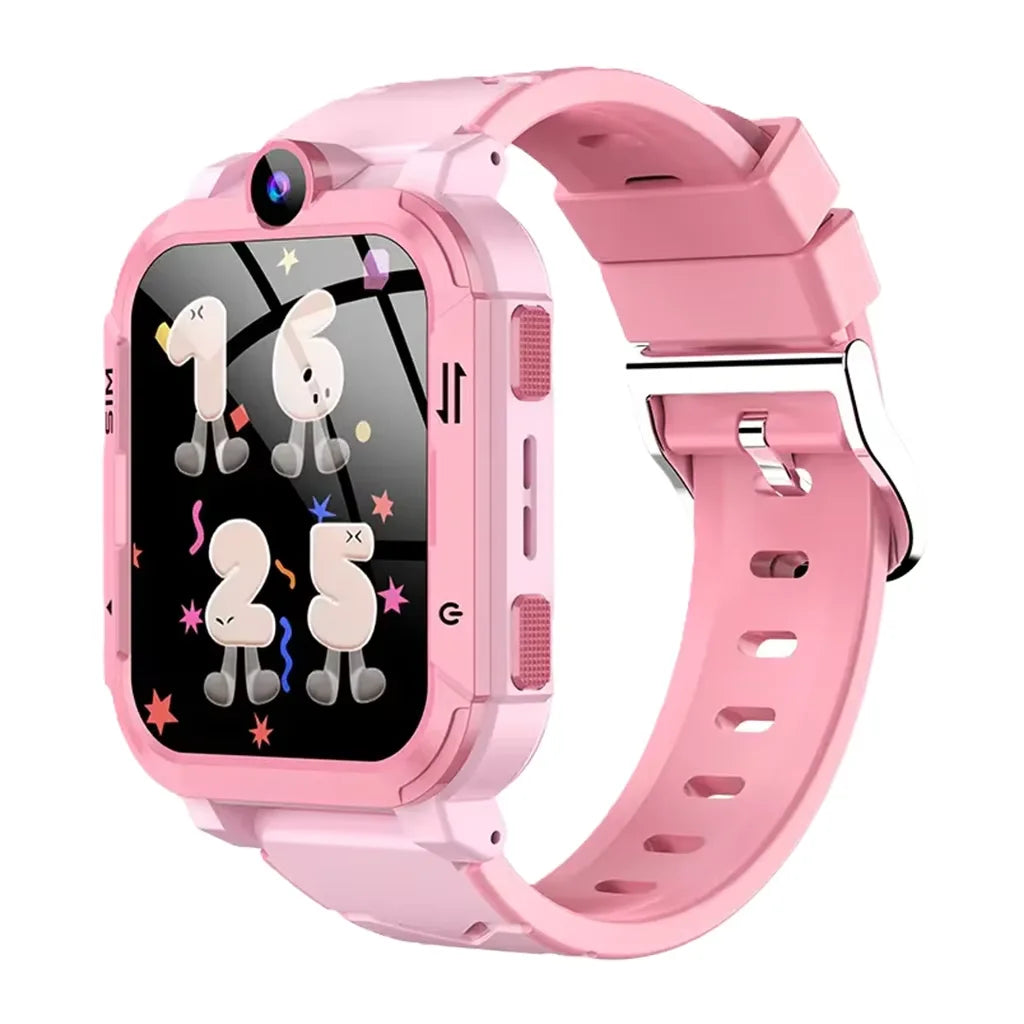 2025 QC AX04 Kids Android Smartwatch 4G GPS SIM SOS Video Call Camera 1+8GB IP67 Waterproof GPS Navigation Square Silica Gel