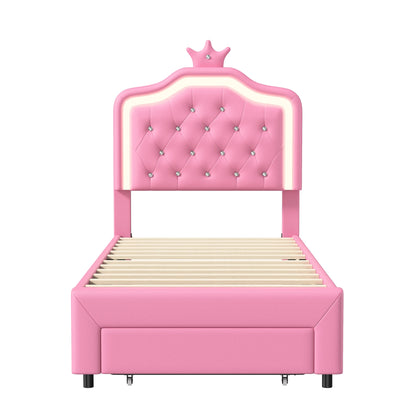 Rosahqnda Children bed Padded Single bed 90*200cm Double Bed 140*200cm girls bed Princesses bed Youth bed Frame PU