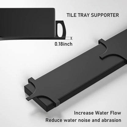 US CUPC Certified Recessed Linear Shower Drain 24 Inch Black Long Floor Drain Stainless Steel Ships From US