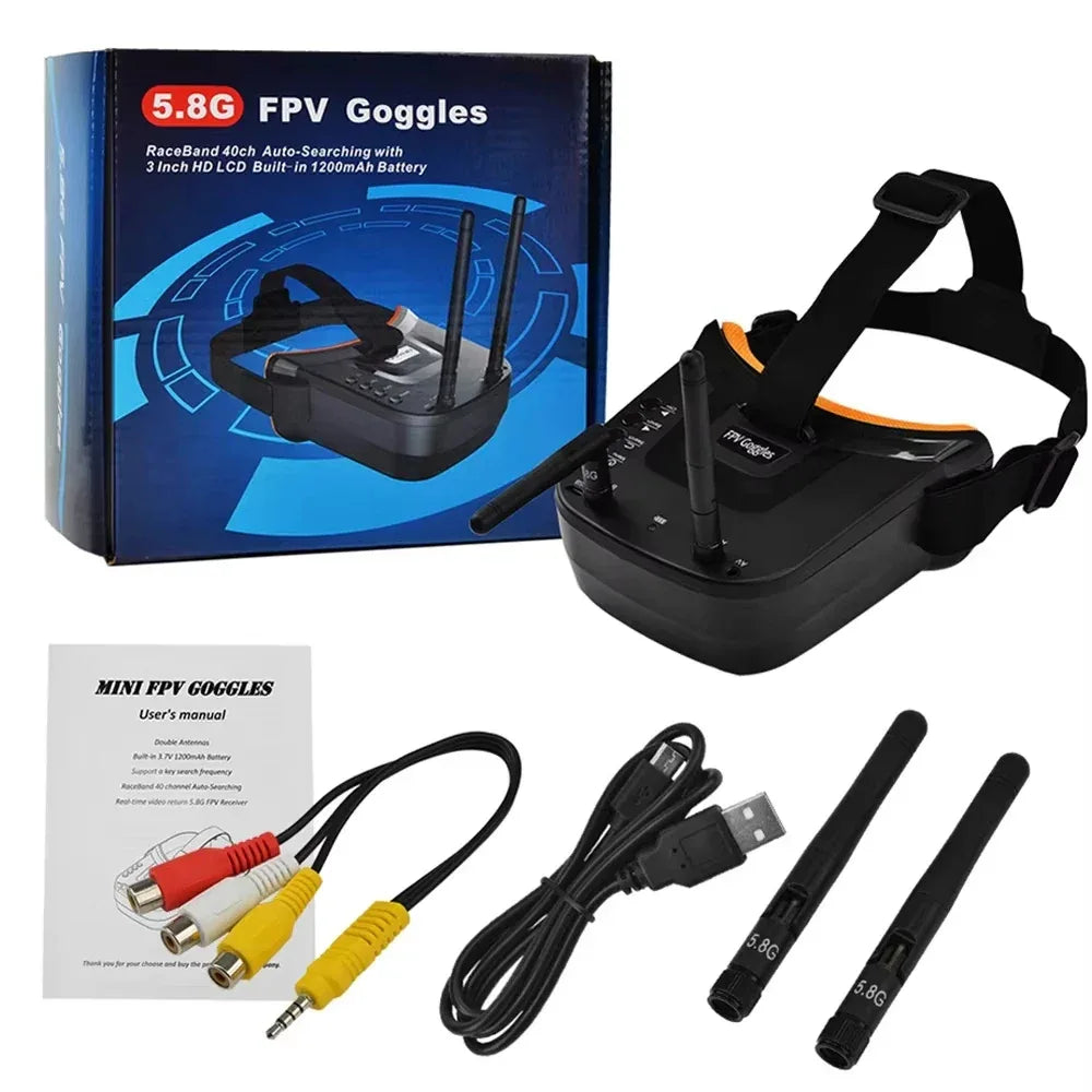 LS-VR009 5.8Ghz FPV Goggles Video Headset 5.8G 40CH HD 3 Inch 16:9 Display Mini FPV Goggles for FPV Quadcopter Drones