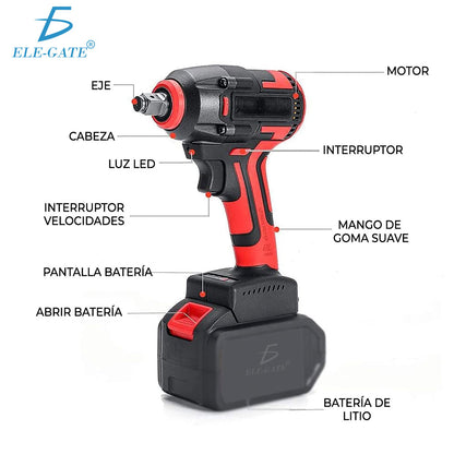 Atverce Professional Cordless Brushless Impact Wrench Kit Lithium-Ion Battery 0-300 Nm Torque 1 LED Light 3-Year Warranty 2 kg