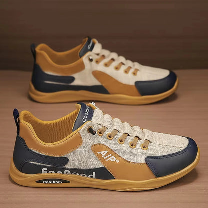 New Style Men's Breathable Lace-Up Sneakers Lightweight Textile Casual Shoes Comfortable Walking Sneakers for Daily Outdoor Use