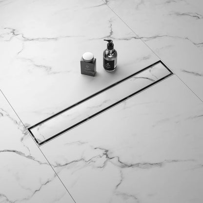 NEODRAIN 28 Inch Recessed Tile-In Brushed Stainless Steel Linear Floor Drain Dropship Friendly