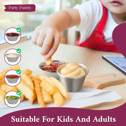 Modern Design 1.5oz Reusable Stainless Steel Sauce Dipping Cup Mini Saucer Dish Bowl for Drinks or Food for Home Use