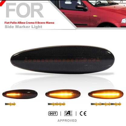 iJDM Dynamic Led Amber Side Marker Indicator Light Turn Signal Lamp For Fiat Strada Marea Bravo 99-01 Palio Albea 2002-2006