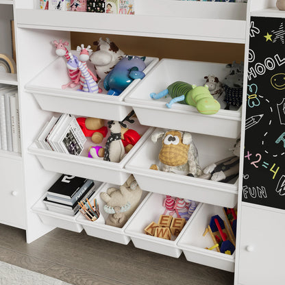 Rosahqnda children bookshelf CHILDREN'S room toys shelf bookshelf with open storage s boxing and blackboard children bookshelf E