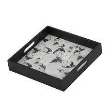 Fashionable Wooden Tray with Silk Print for Home Parties Weddings Crafts Events Export-Ready Event Decorations