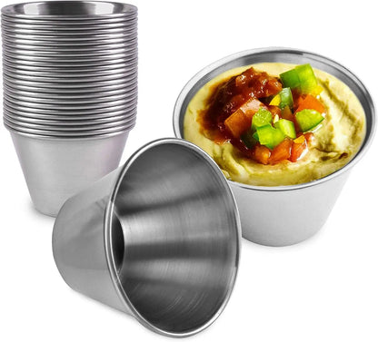 Modern Design 1.5oz Reusable Stainless Steel Sauce Dipping Cup Mini Saucer Dish Bowl for Drinks or Food for Home Use