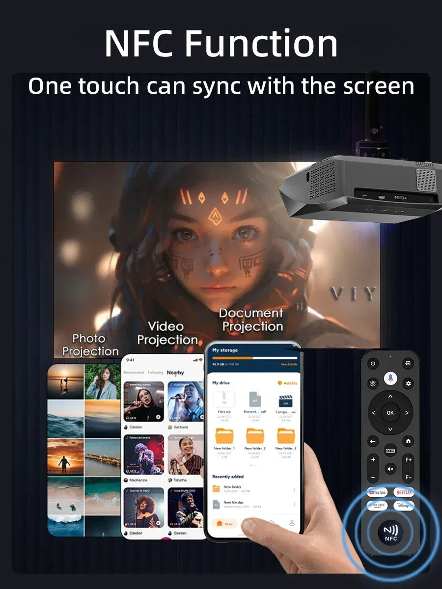 CAIWEI A10Q Projector 4K Full HD 1080P Home Theater Google TV WiFi Smart TV AutoFocus Netfli Beam проектор for Outdoor