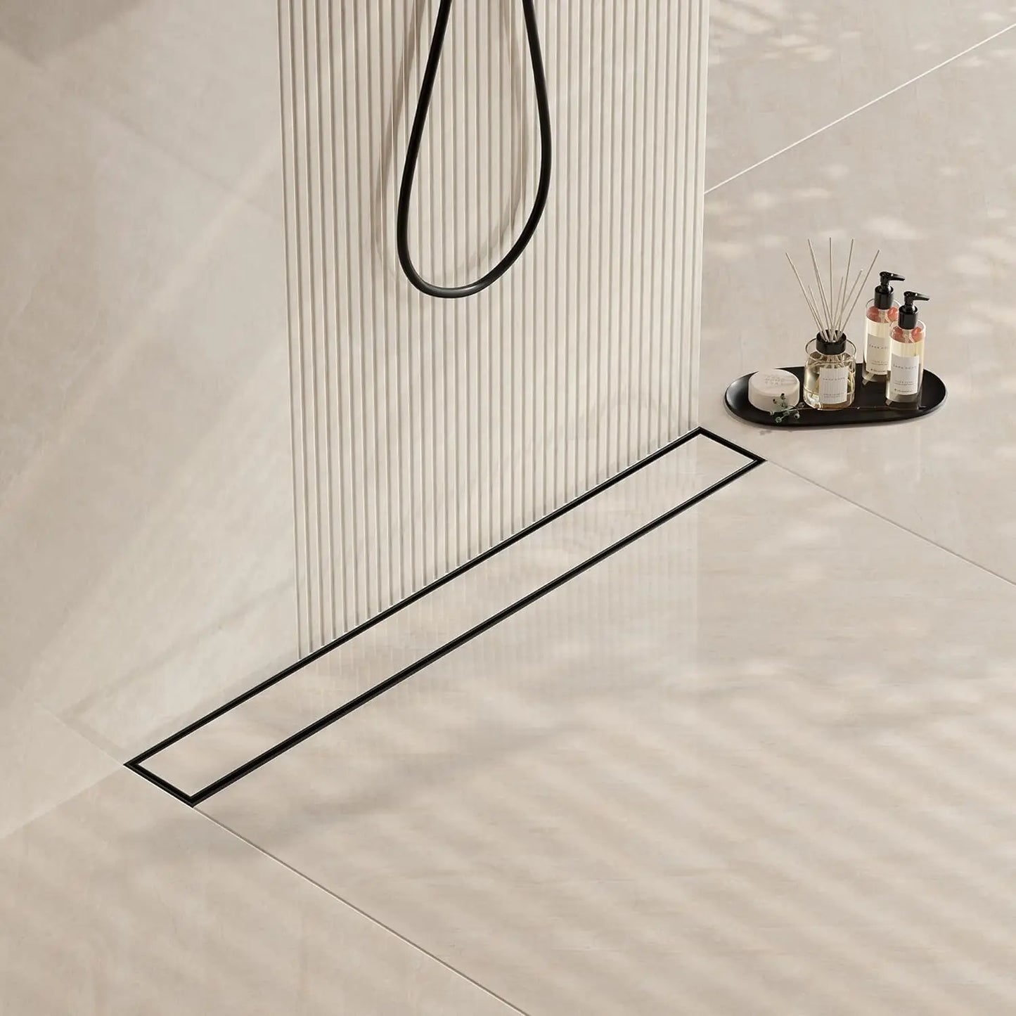 US CUPC Certified Recessed Linear Shower Drain 24 Inch Black Long Floor Drain Stainless Steel Ships From US