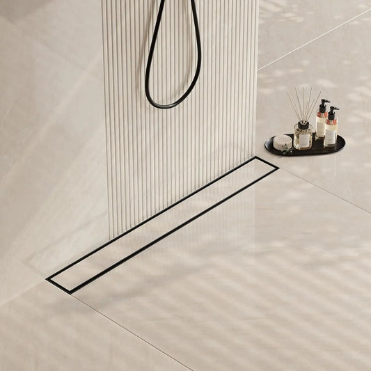 US CUPC Certified Recessed Linear Shower Drain 24 Inch Black Long Floor Drain Stainless Steel Ships From US by PDG ibma
