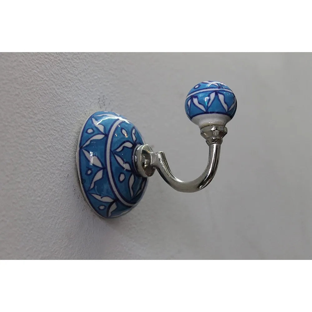 Handmade Blue Ceramic Modern Wall Hooks for Bathrobe Accessories Hotel & School Use Eco-Friendly Lightweight Luxury Gift