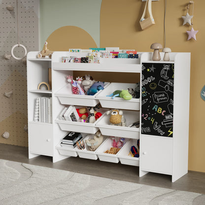 Rosahqnda children bookshelf CHILDREN'S room toys shelf bookshelf with open storage s boxing and blackboard children bookshelf E