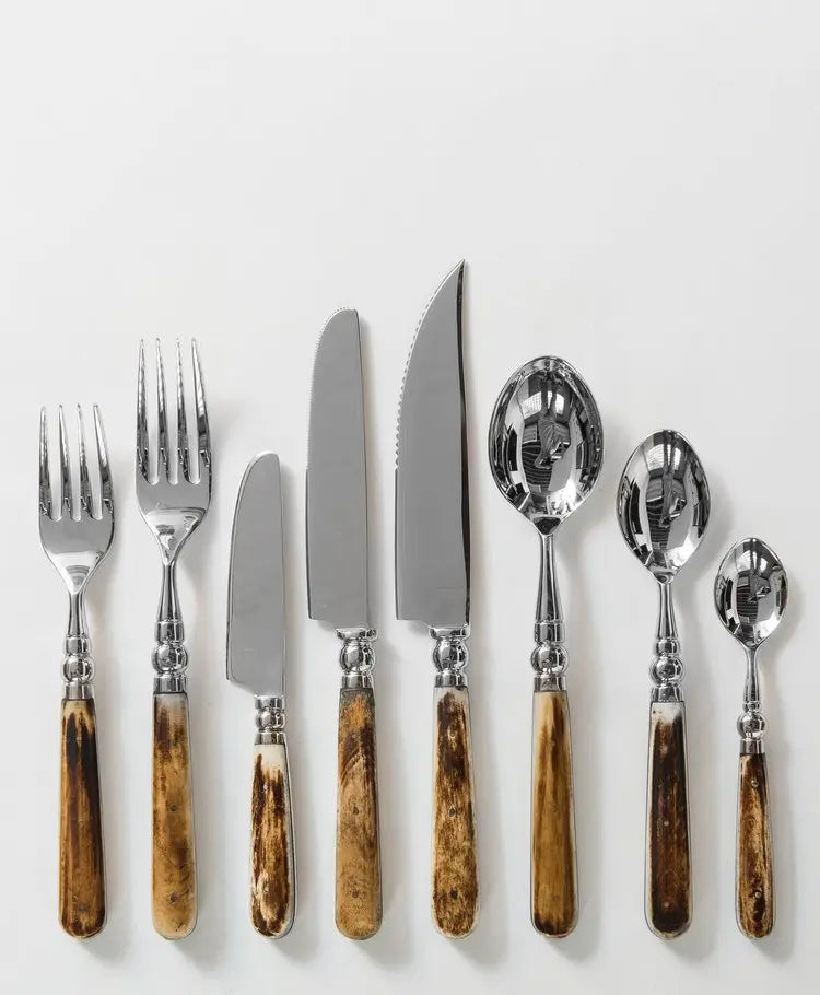Hot Selling 304 Stainless Steel 5 Pcs Gold Flatware Sets with MOP or Resin Designer Handle Luxury Wedding Party Cutlery Set