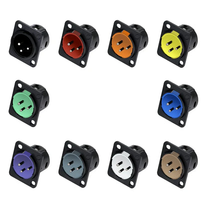 1pc 3Pin XLR Male/Female Panel Mount Chassis MIC Socket Audio Microphone Jack Plug Connector,Zinc Alloy Shell+Copper Contact