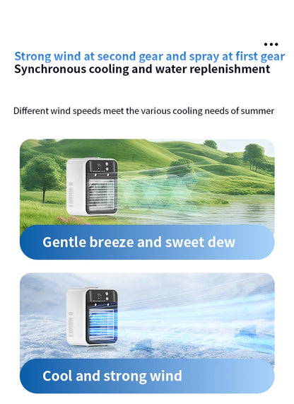 Portable Mini Air Conditioner for Dormitory | Fast Cooling Ultrasonic Nano Mist LCD Display Rechargeable Portable Outdoor Cooler