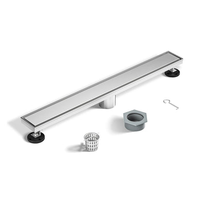 NEODRAIN 28 Inch Recessed Tile-In Brushed Stainless Steel Linear Floor Drain Dropship Friendly