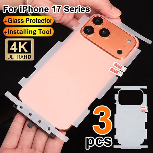 Back Border Full Cover Hydrogel Film For Iphone 17 Pro Max Air Install Tool Soft Matte Rear Screen Protector For Iphone17 17PM