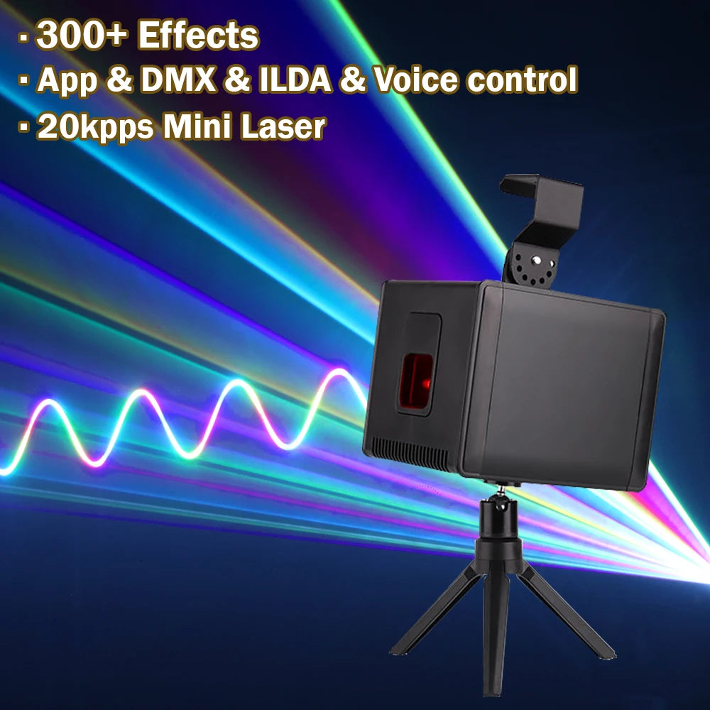 3W 20KPPS RGB Animation Laser Projector, USA Stock Fast Shipping, Bluetooth APP & DMX Control for DJ Party Wedding Club