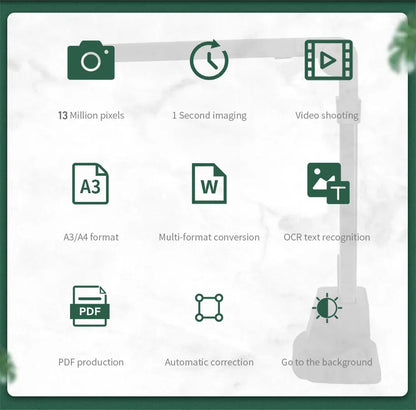 NETUM Book Scanner T101 Autofocus Document Scanner Max A4 A3 Size with Smart OCR Led Table Desk Lamp for Family Home Office