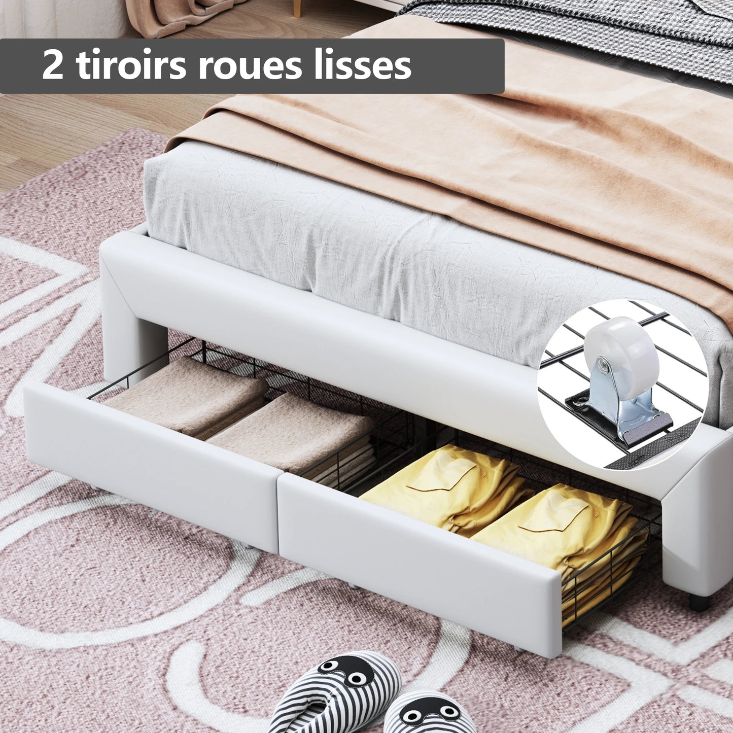 Rosahqnda Children bed Padded Single bed 90*200cm Double Bed 140*200cm girls bed Princesses bed Youth bed Frame PU