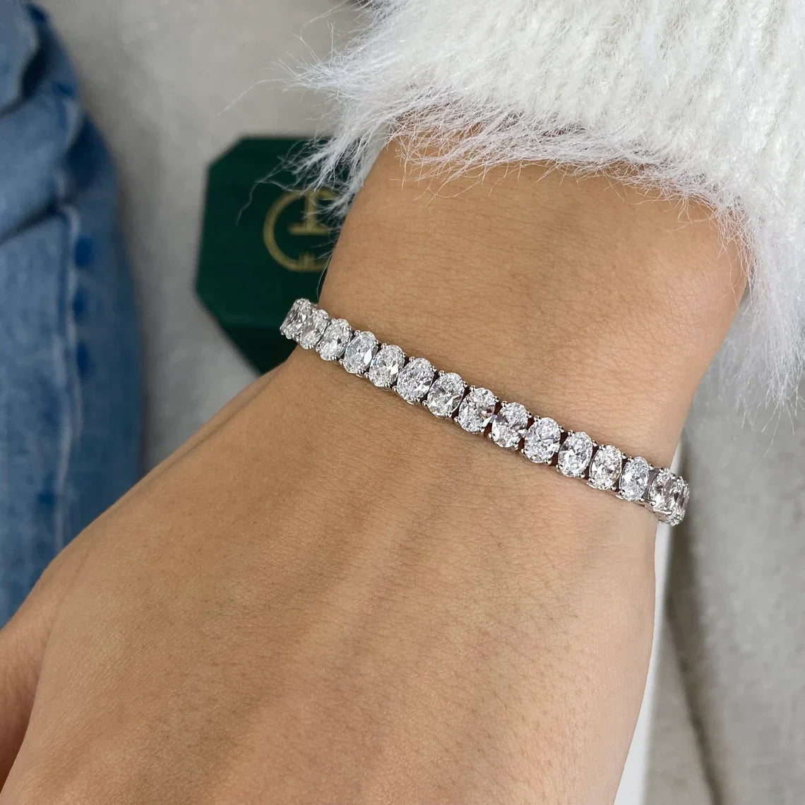 JBR & CO Famous Style Oval Cut IGI Certified Lab Grown Diamond 14k Solid Gold Bracelet High End Fashion Luxury Jewelry Women Gif