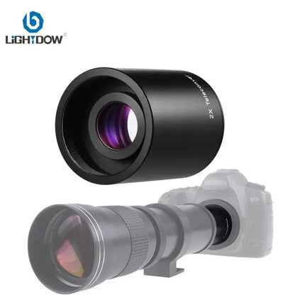 Lightdow 2x Teleconverter Converter Magnification Lens for 420-800 500 800 900 650-1300mm T Mount Telephoto Mirror Lens