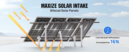 ECO-WORTHY 780W 4PCS 195W 3.12KWH Solar Panels with Upgrade Ground Mount for Shed, Home, Farm & Garden, Mounting Bracket