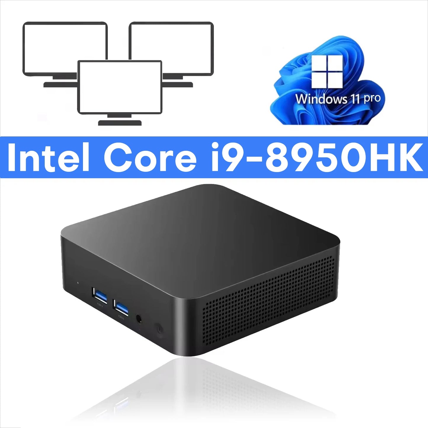 New Windows 11 Pro Portable Mini PC Gamer Core i9 8950HK i3 6100 Mini Computer 16GB RAM 1TB SSD 1000M Ethernet Gaming PC Desktop