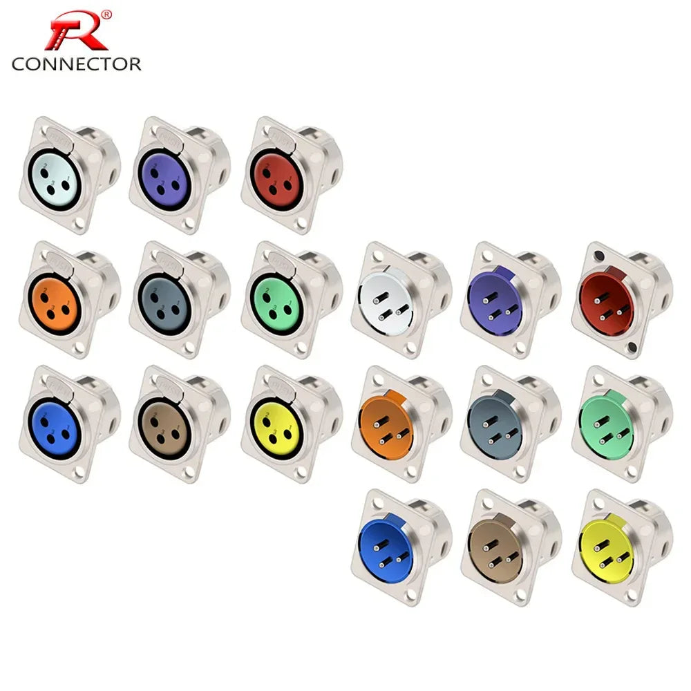 1pc 3Pin Male/Female XLR Speaker Panel Mount Chassis MIC Socket Adapter Audio Jack Connector,Zinc Alloy Shell+Copper Contact