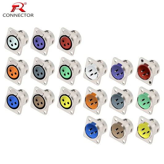 1pc 3Pin Male/Female XLR Speaker Panel Mount Chassis MIC Socket Adapter Audio Jack Connector,Zinc Alloy Shell+Copper Contact